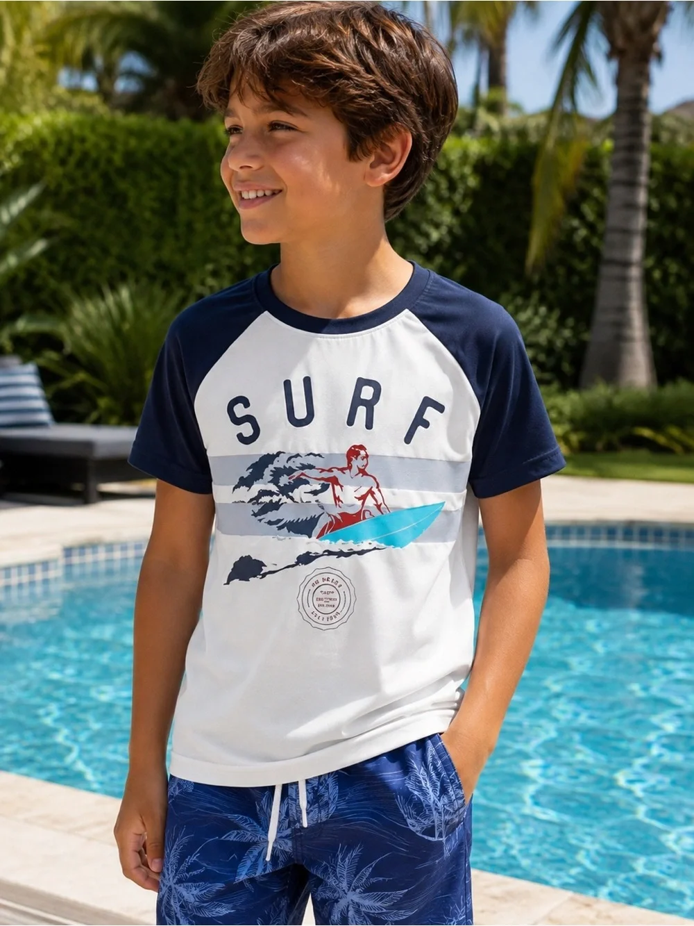 GAP Kids Navy and White Raglan Tee